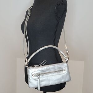 Vtg 2010 Target Silver Metallic Convertible Crossbody Bag Mini Purse Braided